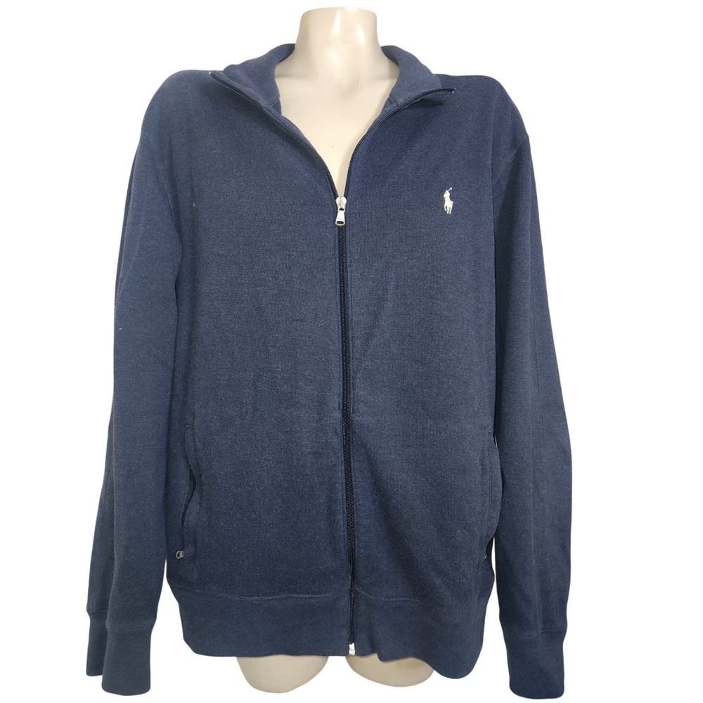 Polo Ralph‎ Lauren Performance Mens XL Navy Blue Full Zip Sweatshirt Jacket Pony